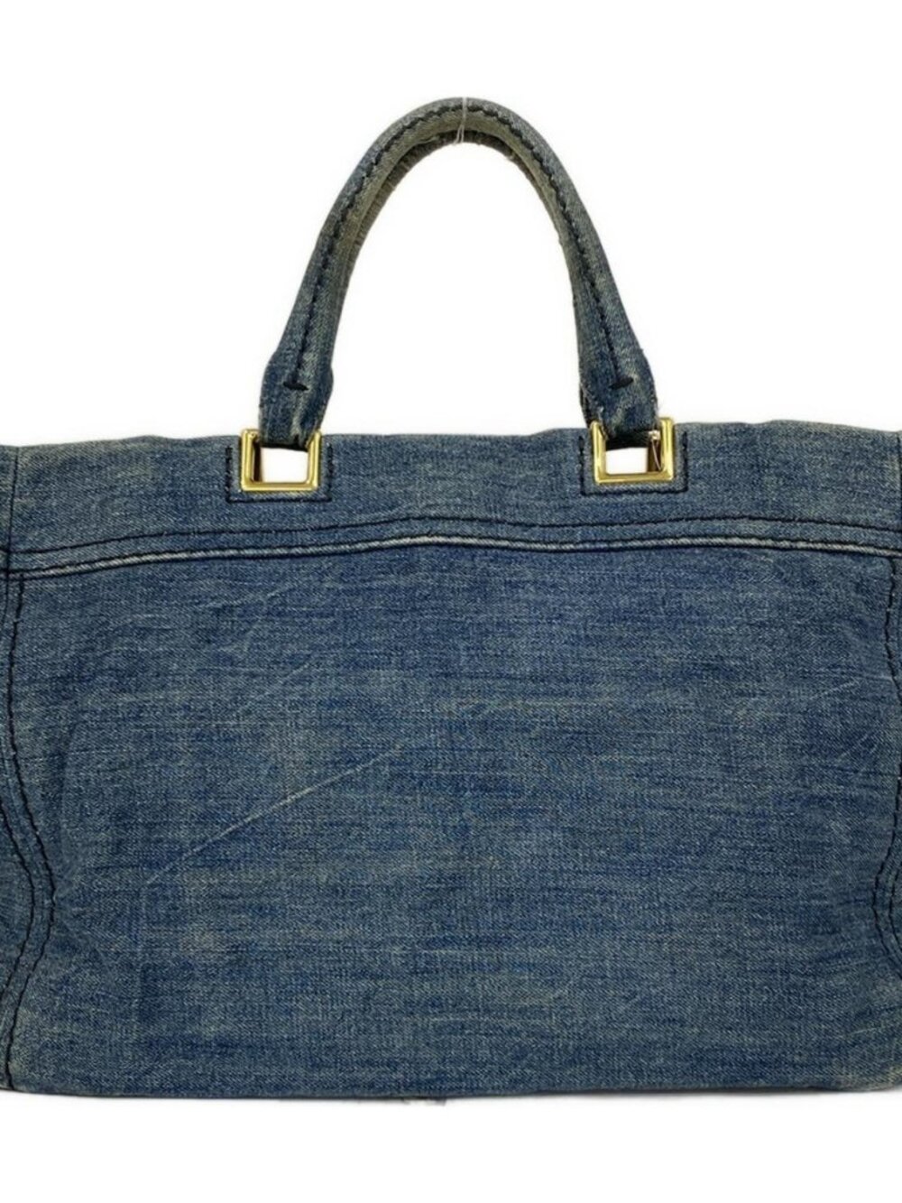 PRADA Canapa Navy Denim Tote Bag - Picture 3 of 12
